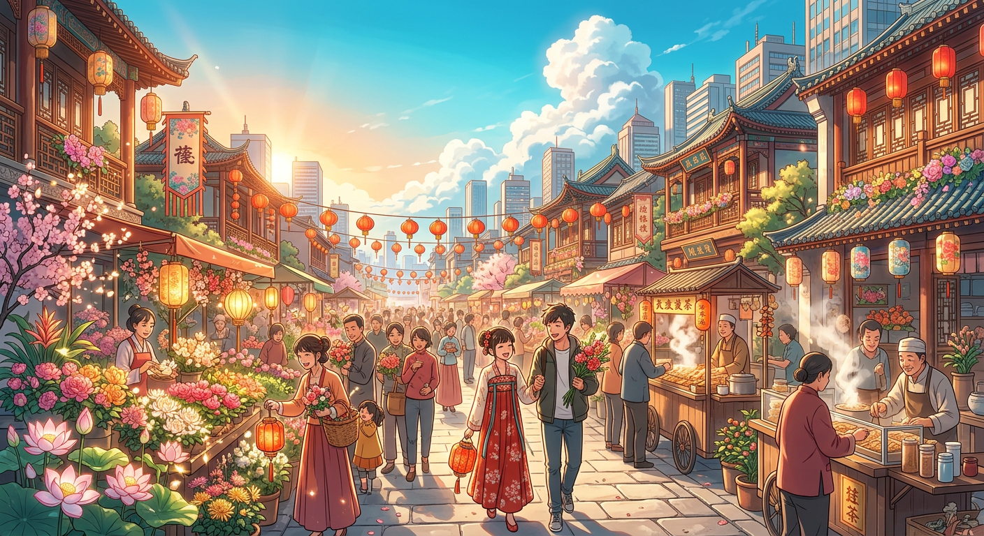 古代中国花节庆祝花卉之美