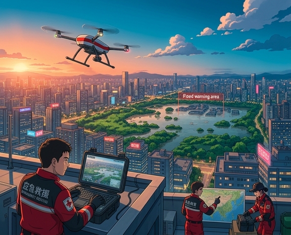 China's Rescue Teams Use Drones to Monitor Severe Flood Risk